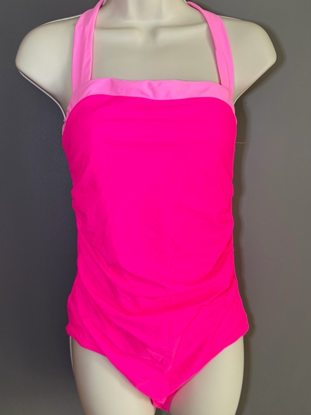 NWT Hot Pink Halter One Piece Swimsuit Size M Neon Barbiecore Pool Summer Swim